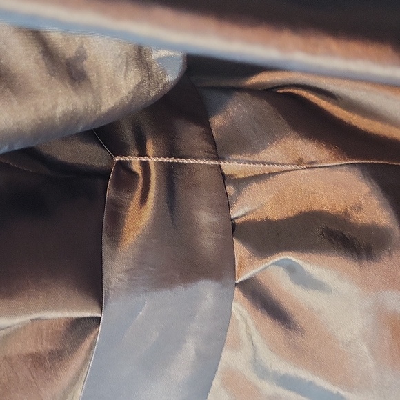 VINTAGE METAPHOR Brown Poly/Nylon Acetate Wrap V-neck Ruffle Blouse - Picture 9 of 16